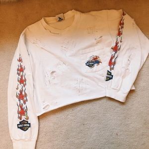 distressed and cropped harley davidson tshirt